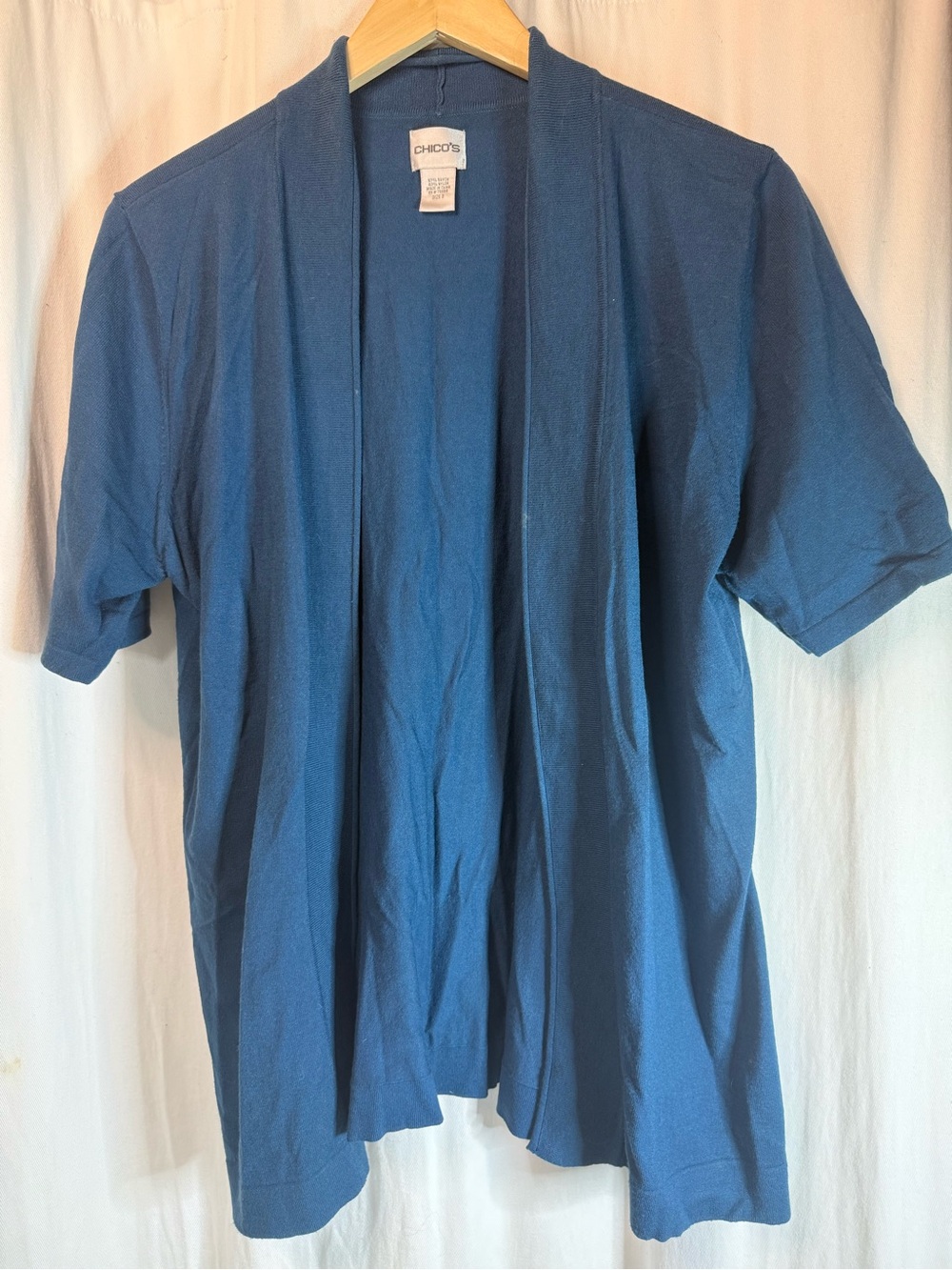 Chico's Teal Open Front Short Sleeve Cardigan